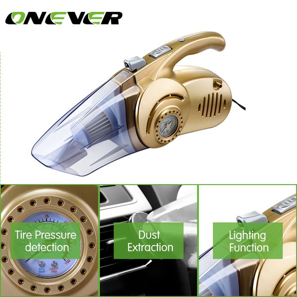 

onever 4 in 1 multi-function wet/dry car vacuum cleaner 12v 120w tire inflator tire pressure led light inflatable pump
