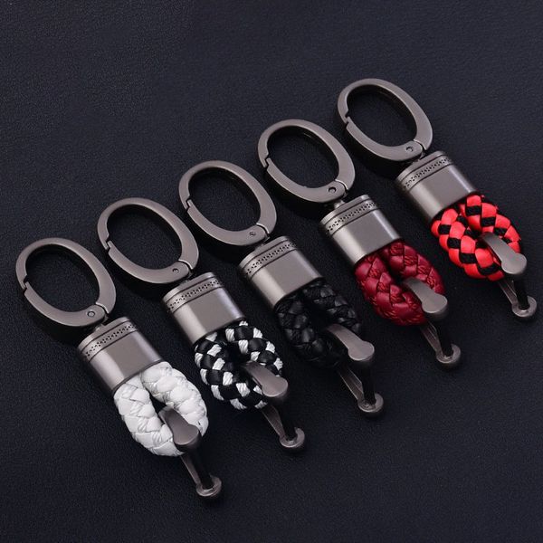 

classic woven leather detachable key rings personalized gift for car key chain holder zinc alloy couple car keychains n2735, Silver