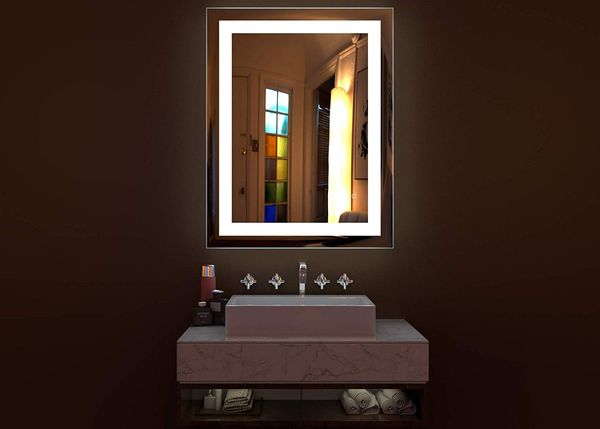 Soulaca 3 Led Lighted Bathroom Wall Mounted Mirror With White Light High Lumen Anti Fog Touch On Ip44 Waterproof Vertical Horizontal