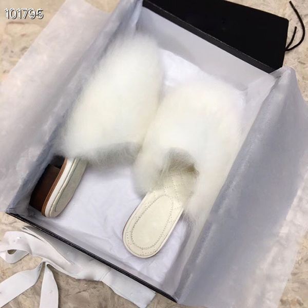 

italy brand designers slides designer shoes loafers ladies casual slippers genuine leather sandals fur slippers white, Black