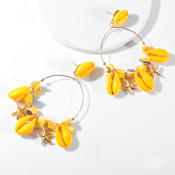 

colorful resin acrylic round dangle earrings for women vintage design statement shell earrings wedding jewelry christmas gift, Silver