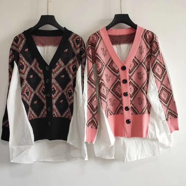 

2020 women's sweater casual fashion sweater size s-2xl comfortable cardigan lucky 03 luxus luxury women designer sweaters patchwork swe, White;black