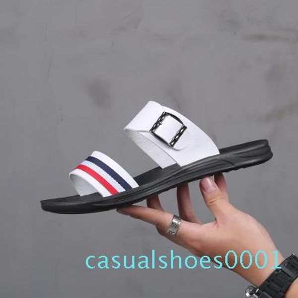 

summer men's slippers leisure beach shoes rubber soles anti-wear non-slip sandals.sandalias de cuero de los hombres ac01, Black