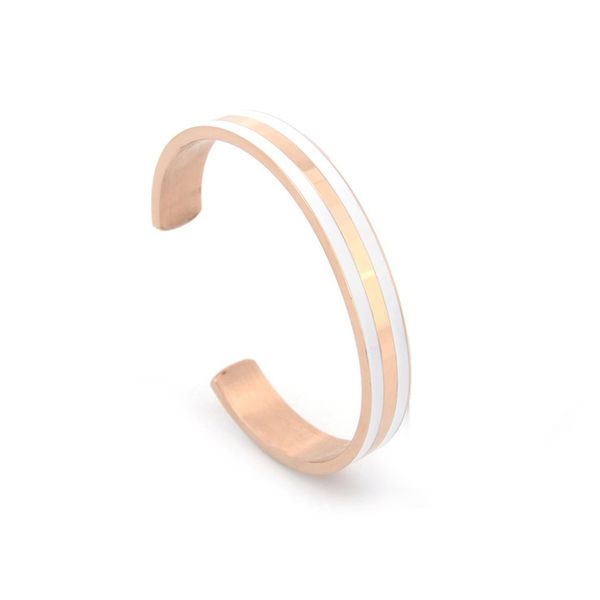 

european and american fashion new bracelet stainless steel porcelain white wrist jewelry rose gold opening couple bracelet, Black