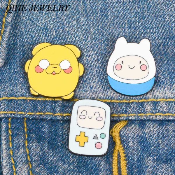 

qihe jewelry 3pcs/set cute lapel pins cartoon tv pins animated brooches badges brooches for children boy girls, Gray