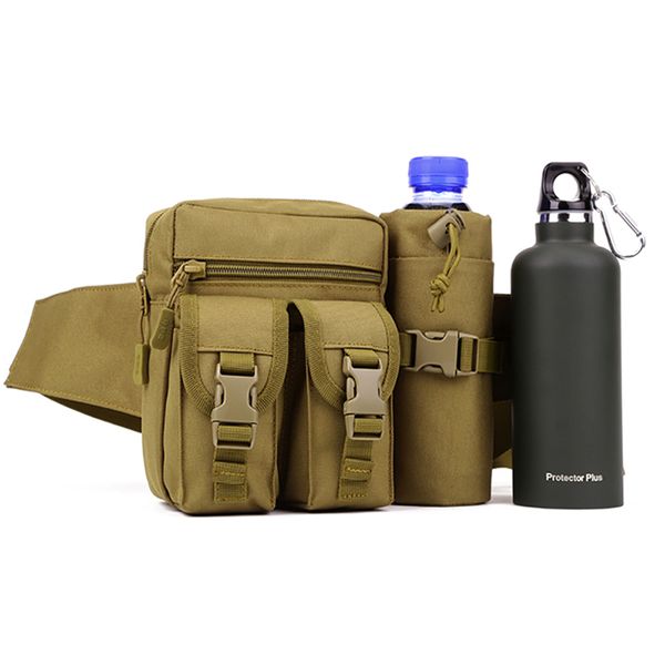 

protector plus men's woodland tactical waist pack pouch with water bottle pocket holder waterproof molle fanny hip belt bag q1