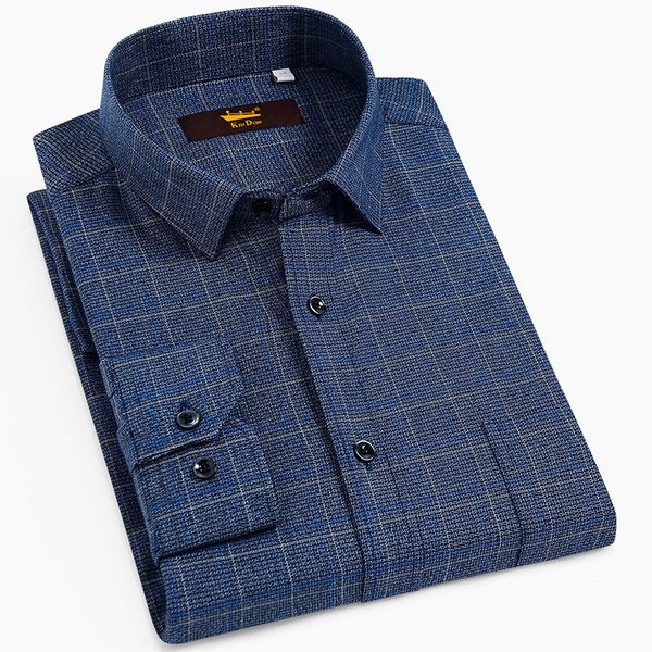 

men's standard-fit long-sleeve brushed plaid checkered shirt with single chest pocket button closure casual 100% cotton shirts, White;black