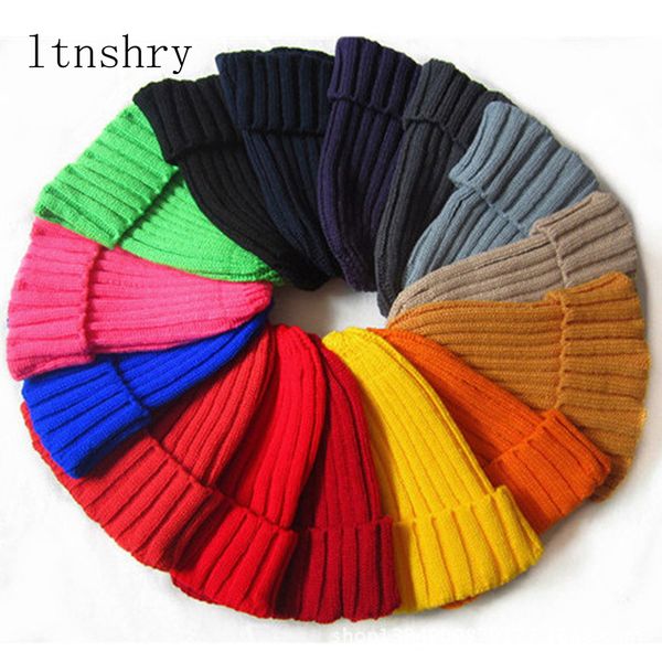 

new fashion knitted wool hats caps skullies beanies women men kids winter warm knit hat cap campaniform style beanie