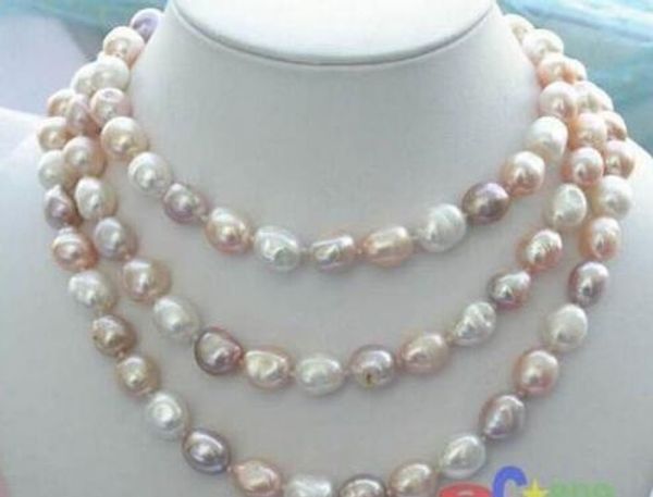 

new 45 "7-8mm baroque multicolor freshwater pearl necklace, Silver