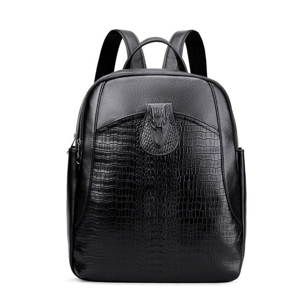 

nesitu a4 new fashion black genuine leather women's backpack female girl lady real skin travel bags m6635