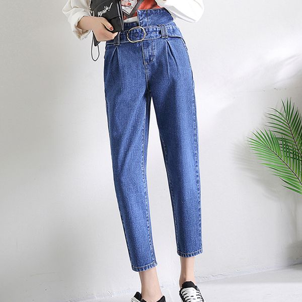 

women irregular high waist denim jeans spring autumn wide leg pants women blue jeans trousers casual loose straight pencil pants