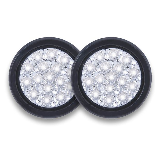 1 Pair 12-24V 16-LED Car Round Clear Lens Yellow Indicator Stop Rear Tail Lights