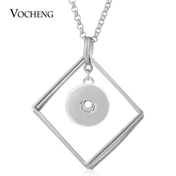 

noosa necklace ginger snap jewelry button for 18mm square shape pendant with stainless steel chain vocheng nn-580, Silver