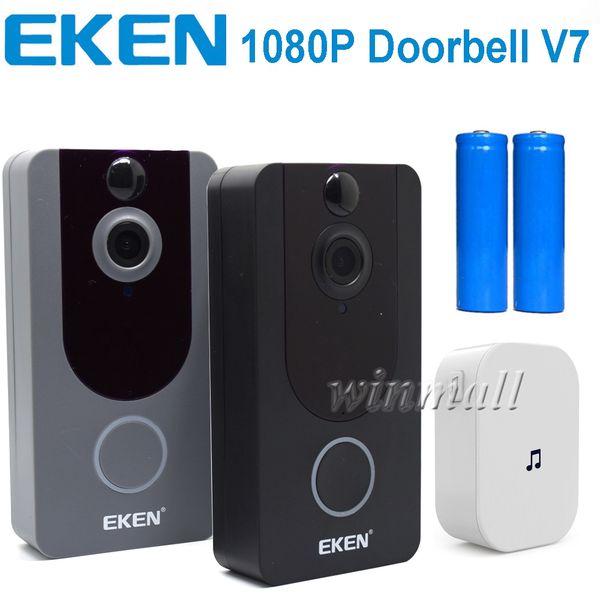

Eken v7 1080p wifi wirele video dorbell vi ual intercom camera with chime night vi ion pir motion detection app control