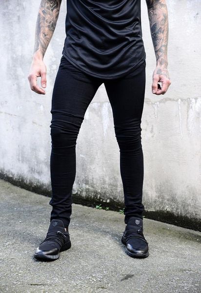 

2019 spring casual hip hop ripped jeans for men slim solid color denim pencil pants skinny streetwear jeans plus size g3p2, Blue