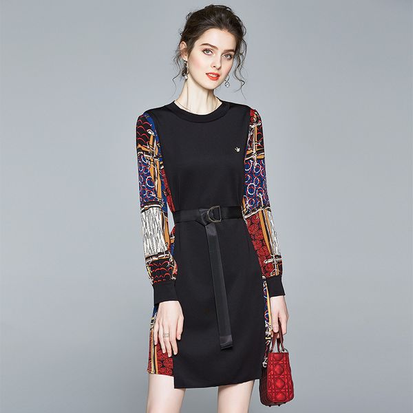 

casual dresses 2021 spring black british plaid vintage dress o-neck belt short sleeve swing party robe rockabilly 50s retro, Black;gray
