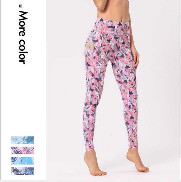 

yoga pants euro-american digital printed jacquard trousers with high waist and bottom, White;black