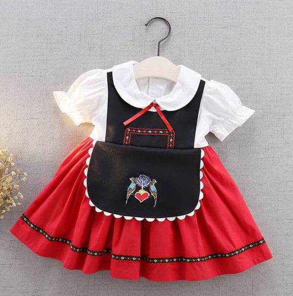 

cartoon baby girl cosplay dress 2020 summer new cotton princess dress festival costume kids clothes 2-7y e20203, Red;yellow