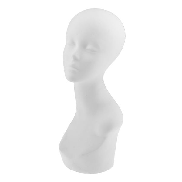 

pvc long neck female mannequin head bust hat wig jewelry display model white
