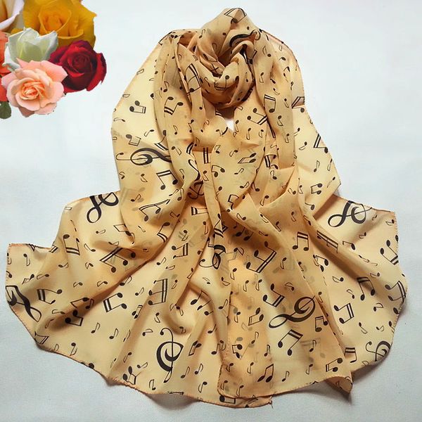 

1pc women musical note chiffon neck scarf shawl muffler soft long scarves bufanda mujer, Blue;gray
