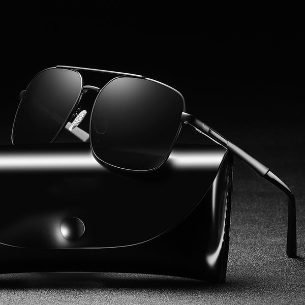 

2020 fashion cool square style polarized driving sunglasses men vintage two dots brand designer sun glasses, White;black