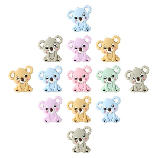 

cute silicone cartoon koala beads rodent silicone teething beads accessories silicone rodent diy baby necklace pendant