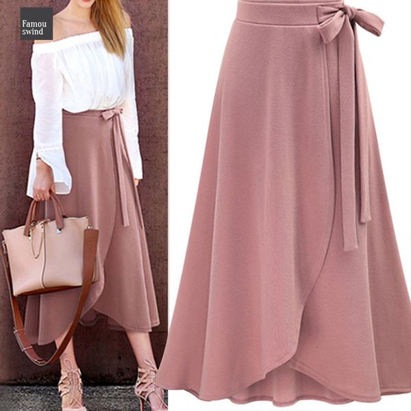 

розовый шифон женщин длинные юбки высокой талией рябить split нерегулярное maxi юбки женская весна лето офиса одежда женщины, Black