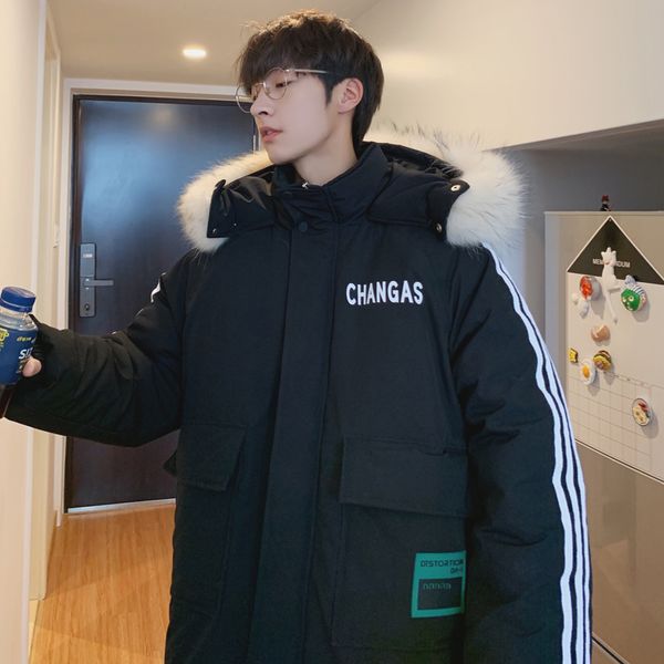 

winter overalls with hooded cotton jackets, Black
