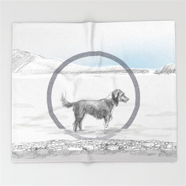 

dog wading in fjord blanket funny printed soft boy girl baby coral fleece blankets muti-size spring warm sofa bed sheets
