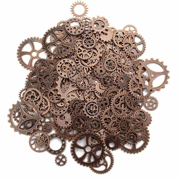 

about 120g/lot diy jewelry making vintage metal mixed gears steampunk gear pendant charms bracelet accessories(ancient red coppe, Bronze;silver