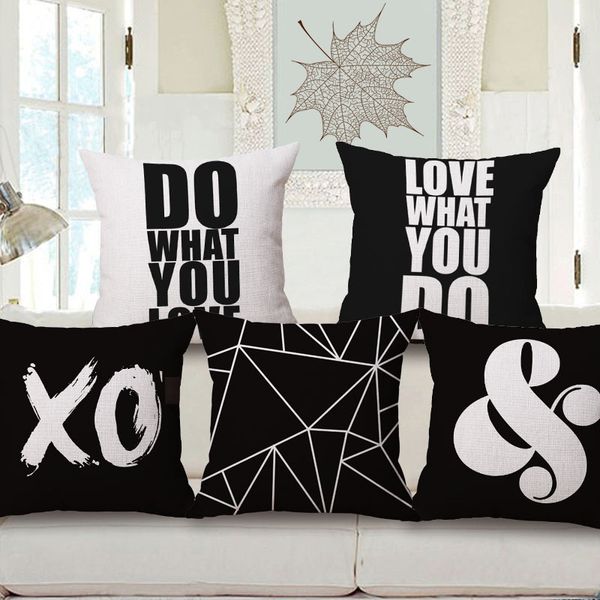 

northern europe concise black and white pillow cotton cushion set