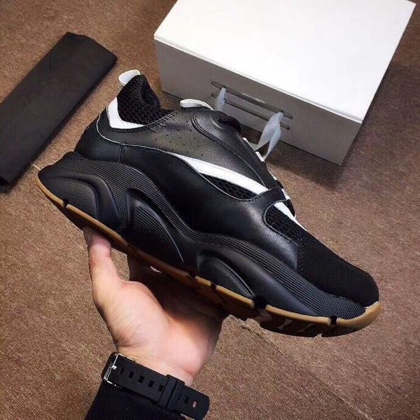 

2019 new net red super fire flat casual sports breathable small white shoes thickening light bottom men's real cowhide kn89601, Black