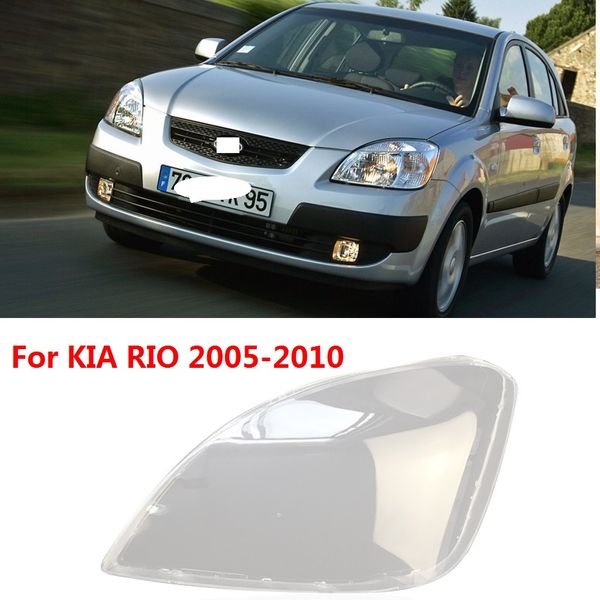 

capqx 1pcs for kia rio 2005-2010 front headlamp transparent lampcover headlight lampshade waterproof light shade shell cover