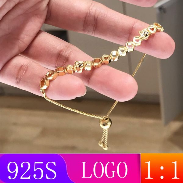 

lism [wholesale] s925 sterling silver 2019 winter new 1: 1 gold bee tassel pull bracelet fashion ladies gift diy original jewelr, Black