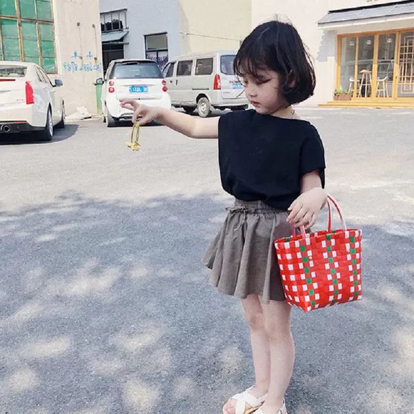 

2020 summer new arrival girls fashion korean design suit skirt kids clothes, White