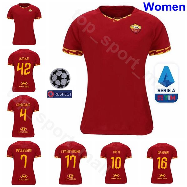 

women as roma soccer jersey 2019 2020 lady kolarov perotti dzeko fazio cengiz under totti pellegrini woman football shirt kits uniform, Black;yellow