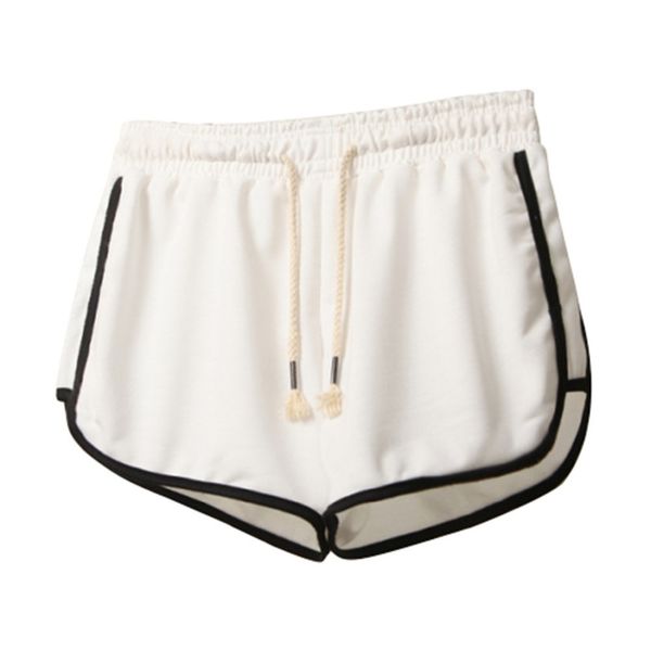 

4 colors summer female casual yoga shorts sports run wide foot woman stretch high waist booty brief loose beach beacher, White;red