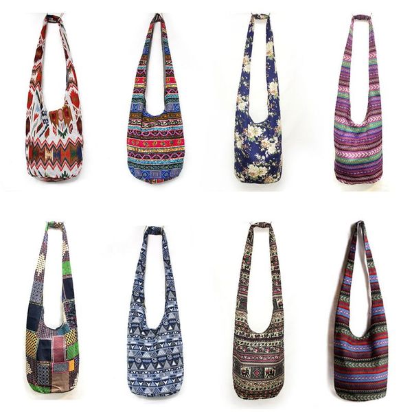 

wild sling cross body bag casual retro print ethnic style shoulder shopping bag cotton sustainable living eco friendly handmade