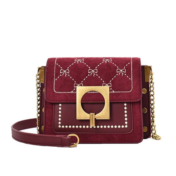 

2019 new fashion embroidered rivet small square bag trend single shoulder slung woman bag designer version bolsa feminina