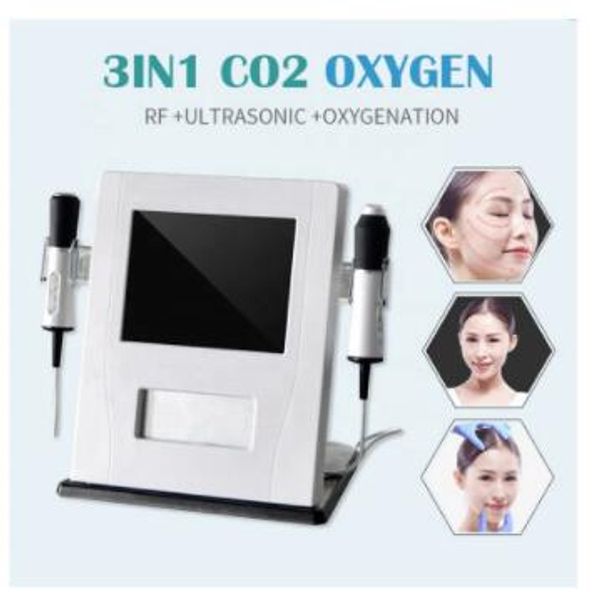 

multifunctional portable3 in 1 oxygen co2 bubble oxygenationtherapy rf face lifing super facial machine, Black;white