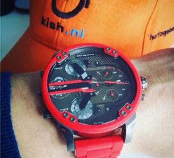 

male luxury sport military montres mens new original reloj big dial display diesels watches dz watch dz7370 shopping, Slivery;brown