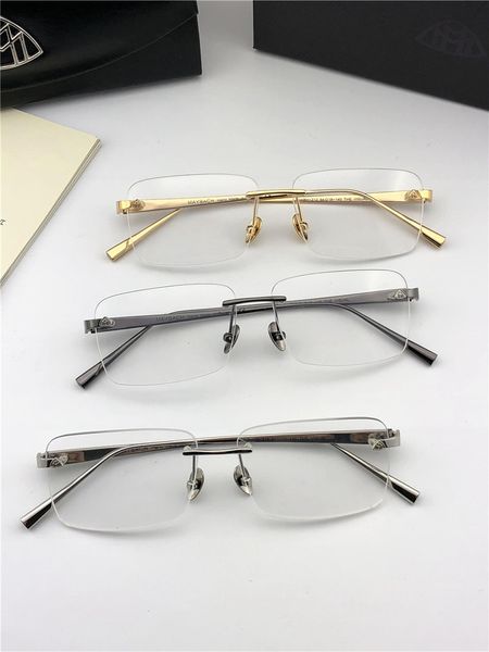 

fashion brand prescription eyeglasses the visual rimless frame optical glasses clear lens simple business style for men, Black