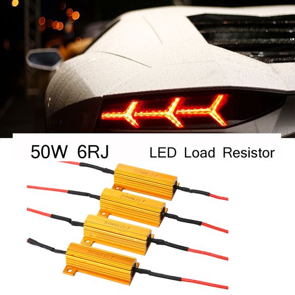 

4x 50w 6ohm load resistor fix errors turn signal bulb brake hyper flash blink blinker error for auto car led lamp bulb quick wire clip