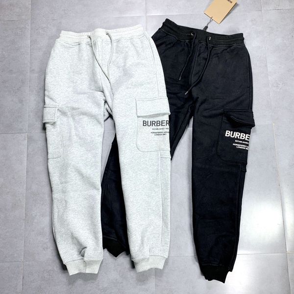 

19fw luxurious brand design bbr big pocket black grey elastic waist track trousers men women sport jogger sweatpants outdoor pants, Brown;gray