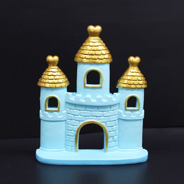 

1pc pink blue resin cartoon comic castle cake decor ornament wedding engagement kids birthday party girlfriend supplies