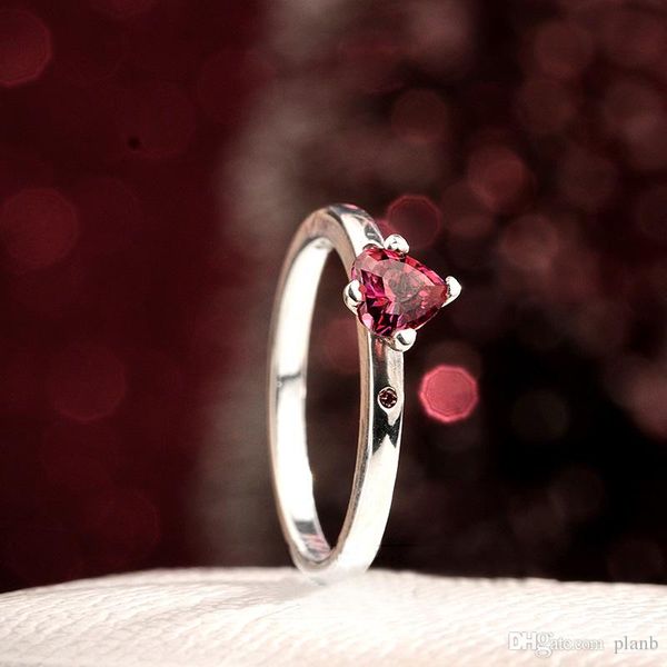 

sparkling red heart ring original box for pandora 925 sterling silver women wedding gift cz diamond ring sets, Slivery;golden