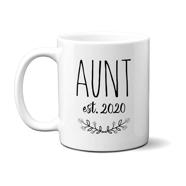 

aunt est 2020 mug - unique minimalist design,gifts for women or men ( 11oz, white), coffee mug ,ceramic mug,dropshipping
