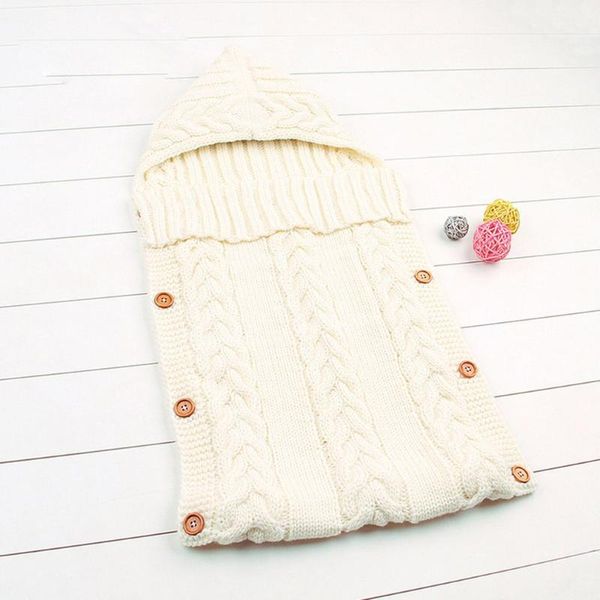 

winter warm baby blankets wood button tassel cap sweater infants newborn knitting sleeping bag baby swaddle wrap sleeping sack