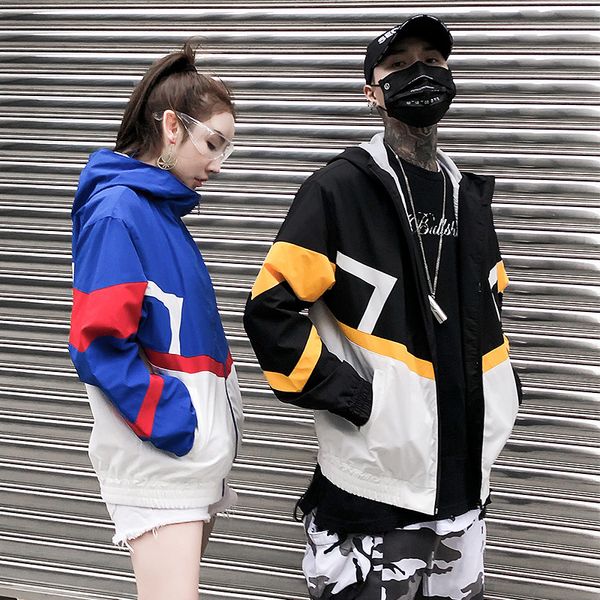 

mens jacket 2018 fashion tide couple casual jacket windbreaker streetwear mens designer jackets autumn zipper slim letter print polyester, Black;brown