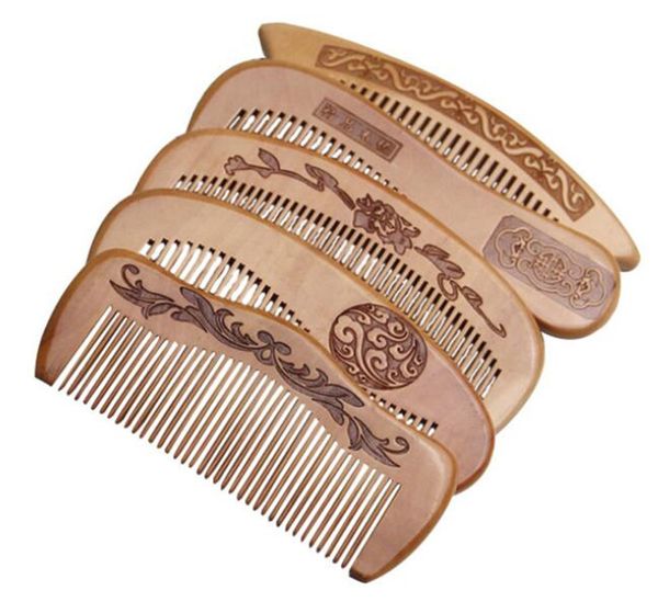 

new beuty natural peach wood comb close teeth anti-static head massage hair care wooden tools beauty accessories, Silver